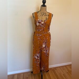 Xhilaration Sleeveless Rust and Floral Cropped Jumpsuit